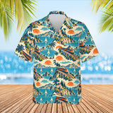 Vintage Rail Travel Train Hawaiian Shirt print before personalizing, front view