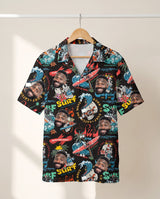 Vintage Skull Surf personalized Hawaiian shirt printed with customer faces