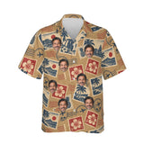 Vintage Stamps Postcard Hawaiian Shirt personalized with printed faces, front view