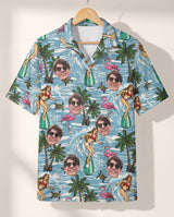 Vintage Surf Sun personalized Hawaiian shirt printed with customer faces