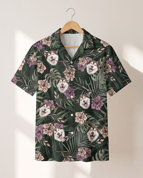 Vintage Tropical Natural personalized Hawaiian shirt printed with customer faces