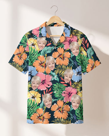 Vivid Summer personalized Hawaiian shirt printed with customer faces