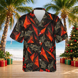 Volcanic Holly Christmas Hawaiian shirt print before personalizing, front view