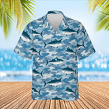Water Camo Fishing Hawaiian Shirt print before personalizing, front view