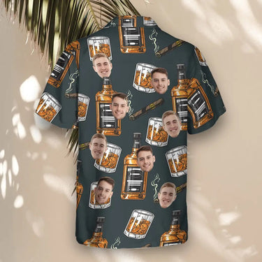 Whiskey Cigar custom Hawaiian shirt with photos, example 1