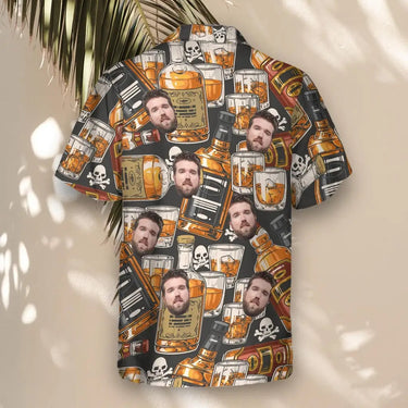 Whiskey Skulls Retro custom Hawaiian shirt with photos, example 1