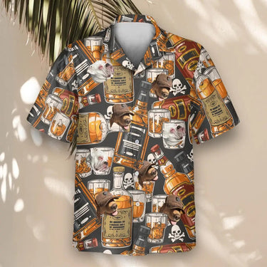 Whiskey Skulls Retro custom Hawaiian shirt with photos, example 2