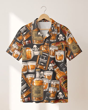 Whiskey Skulls Retro Hawaiian shirt print before personalizing