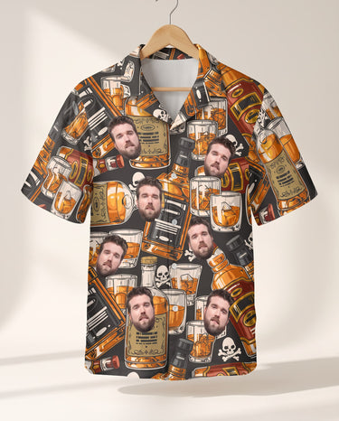 Whiskey Skulls Retro personalized Hawaiian shirt printed with customer faces