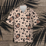 Witchy Black Cat Halloween custom Hawaiian shirt with photos, example 3