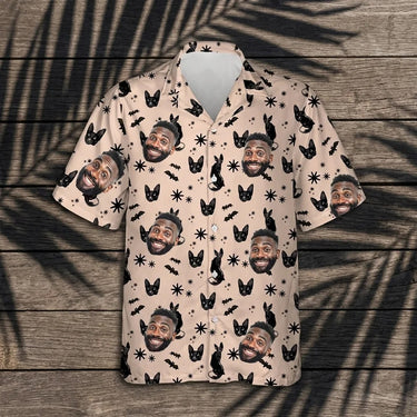 Witchy Black Cat Halloween custom Hawaiian shirt with photos, example 3