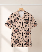 Witchy Black Cat Halloween personalized Hawaiian shirt printed with customer faces