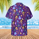 Wizard Hat Fantasy RPG Hawaiian Shirt with custom faces, back view