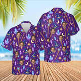Wizard Hat Fantasy RPG Hawaiian Shirt with custom faces, front and back