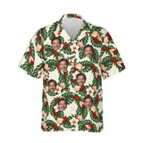 Wreath Mandala personalized Christmas Hawaiian shirt printed with customer faces, front view