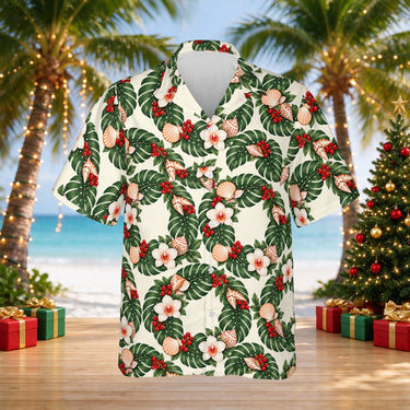 Wreath Mandala Christmas Hawaiian shirt print before personalizing, front view