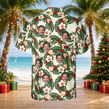 Wreath Mandala custom Christmas Hawaiian shirt with photos, back view
